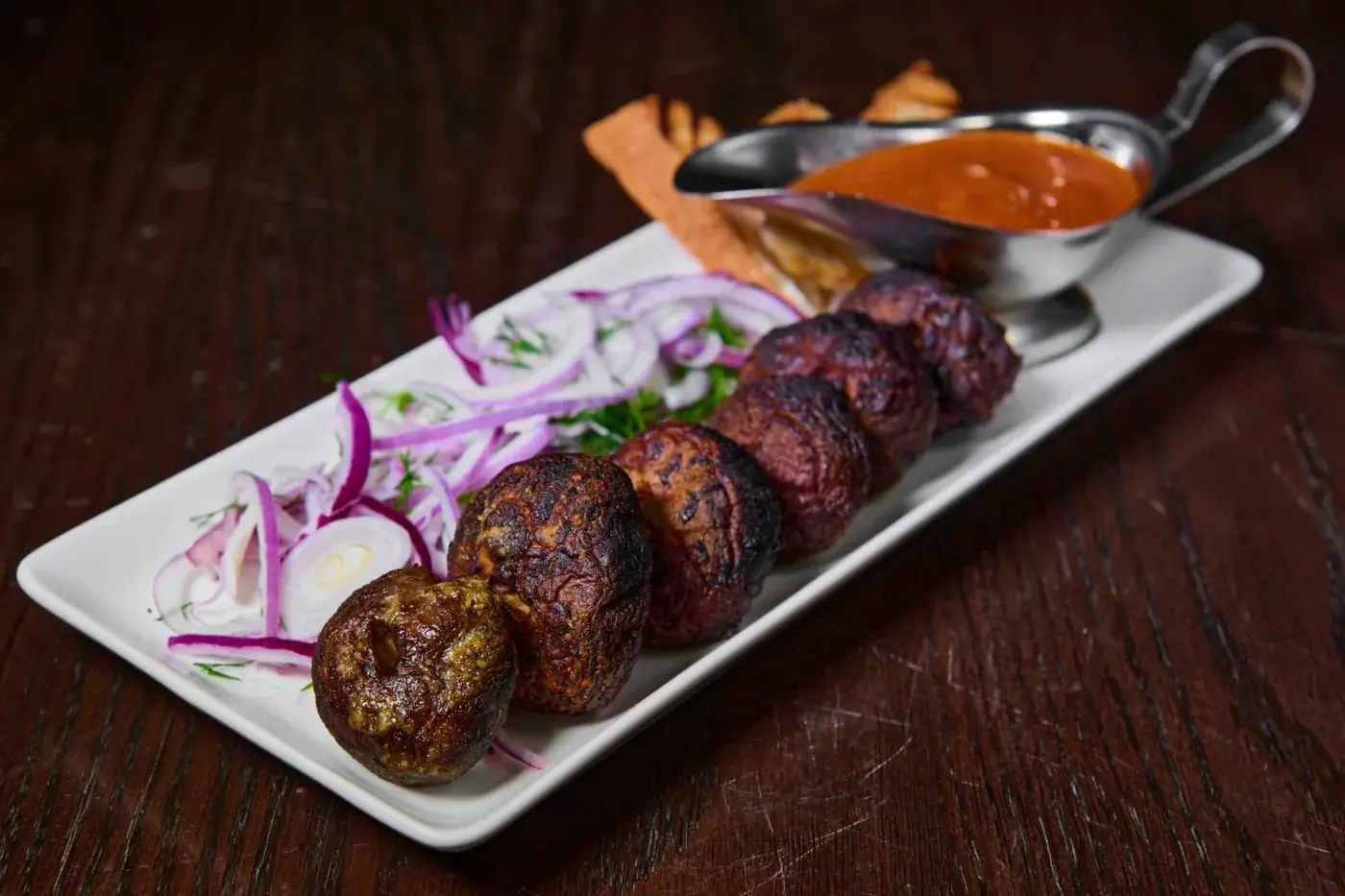 Mushroom kebab plate at Sky Lounge